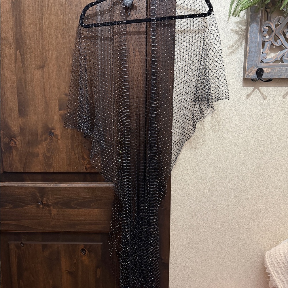 Buckle Rhinestone mesh kimono